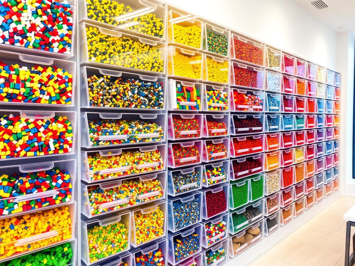 Wall of sorted LEGO® bricks